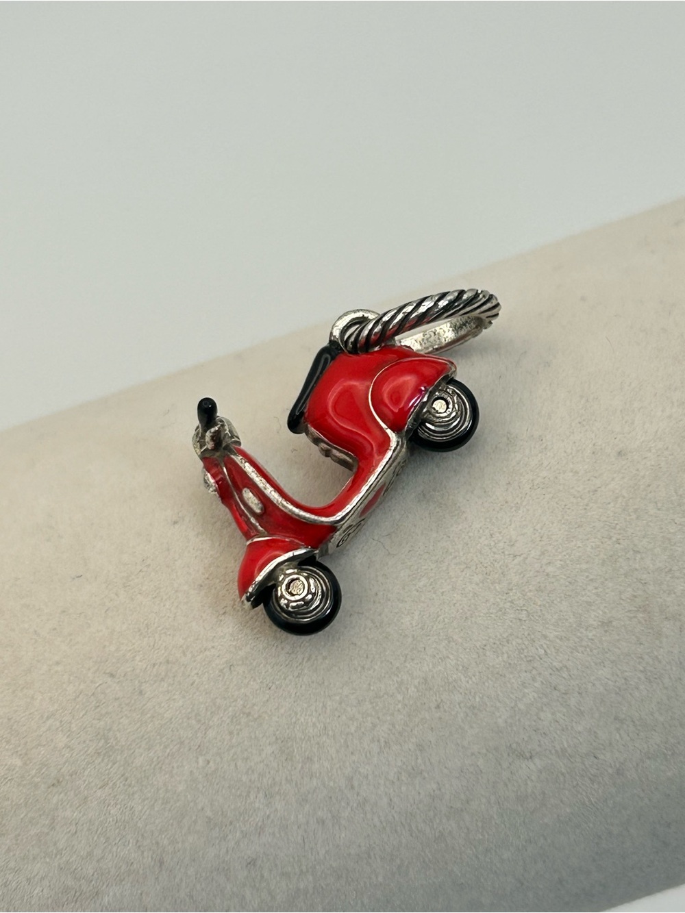 Brighton Ciao Bella Scooter Charm Red Enamel Silver Plated Retired Travel Retro